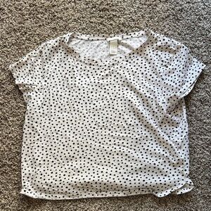 H&M White Tee with Black Polka Dots - Short Sleeve
